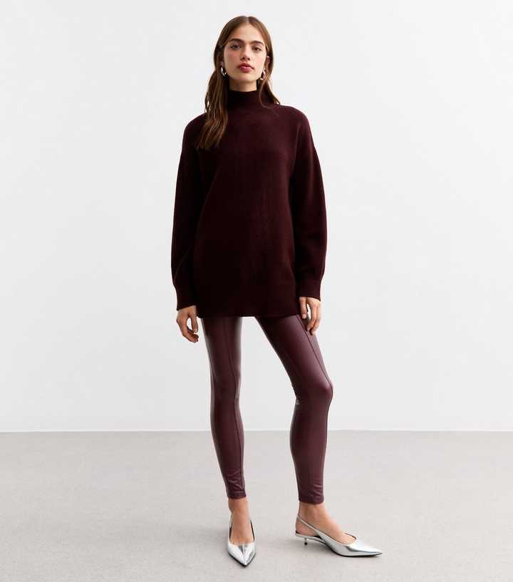 Burgundy Faux Leather Leggings