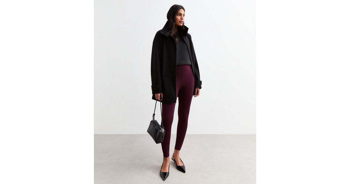 Burgundy High Waisted Full Length Leggings New Look