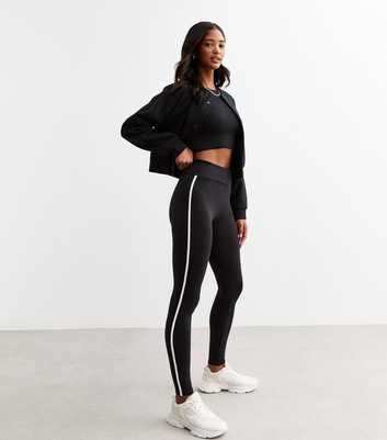 Black Side Stripe High Waist Leggings