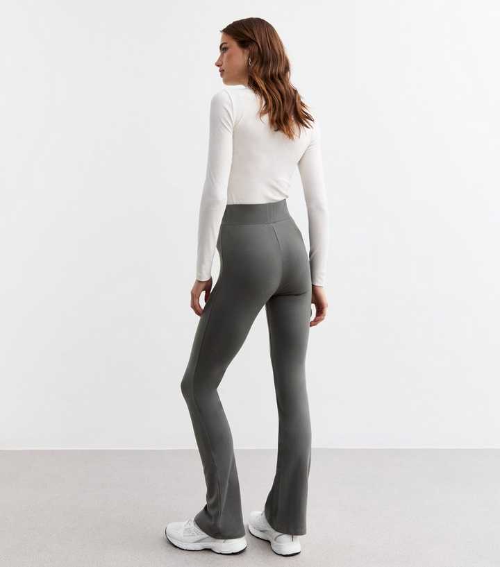 Flared Thick Grey Tights CHELSEA PEERS Ribbed Flared Leggings Dark