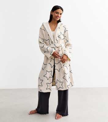 White Glitter Star Fleece Dressing Gown