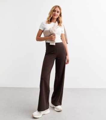 Brown High Waist Wide Leg Leggings