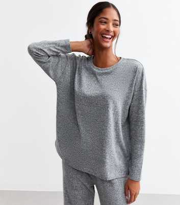 Dark Grey Melange Long Sleeve Pyjama Top