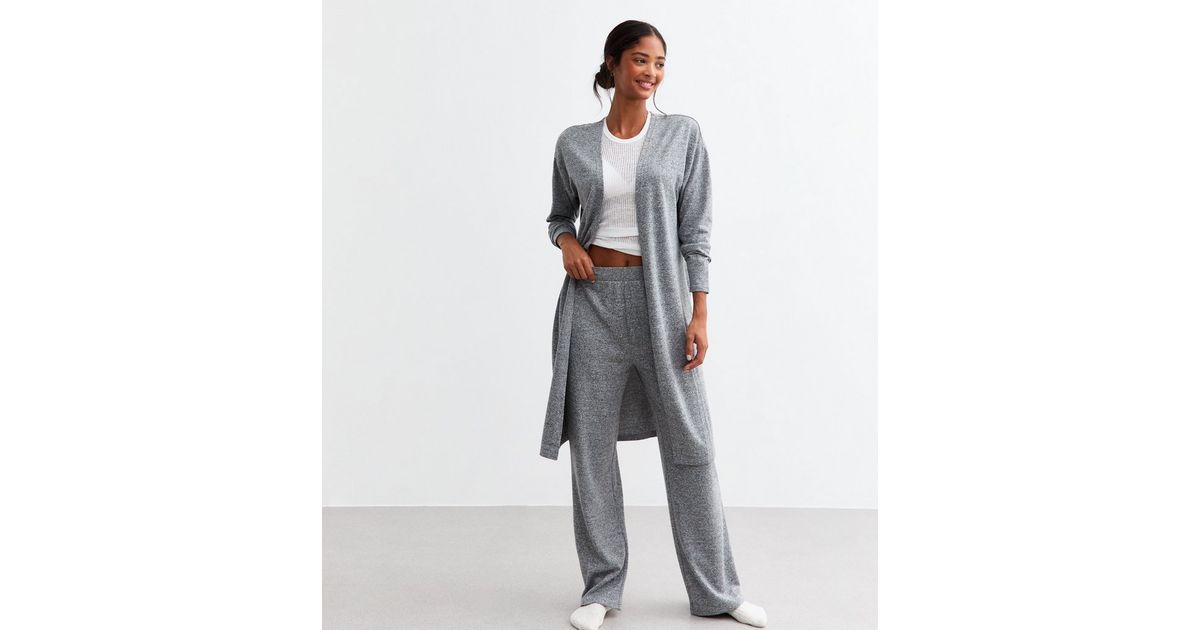 Light Grey Melange Long Cardigan