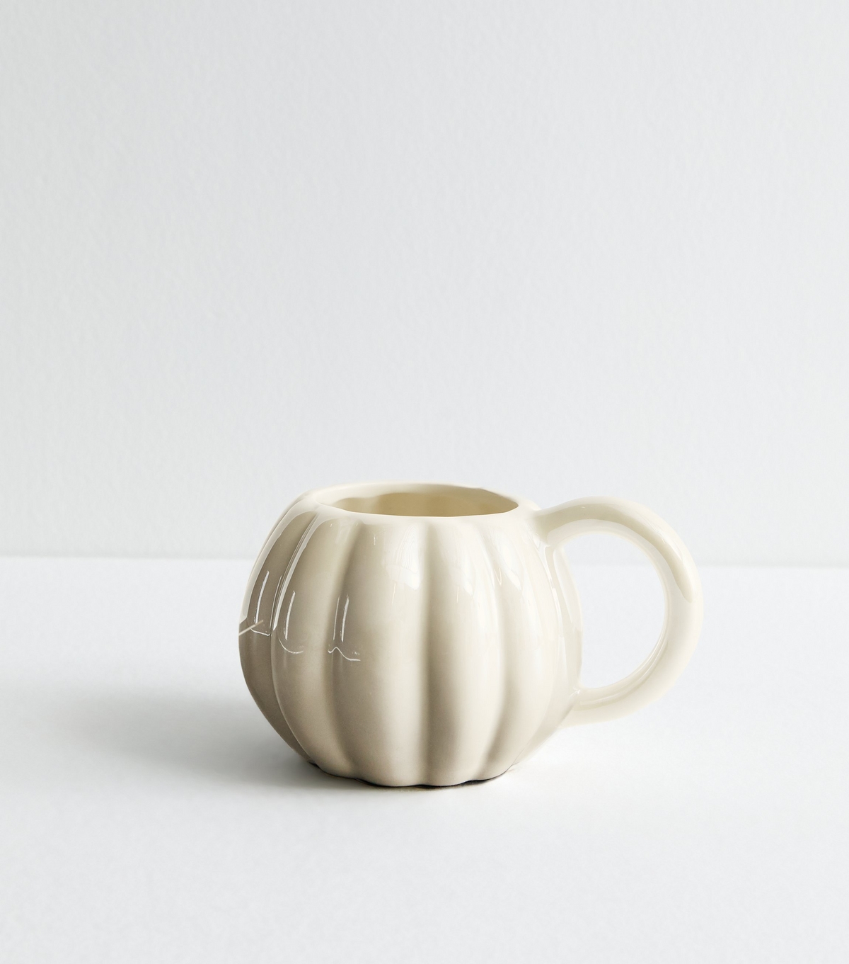 Cream Halloween Pearlised Pumpkin Mug New Look