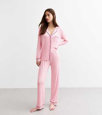 Pink Jersey Shirt Trouser Pyjama Set