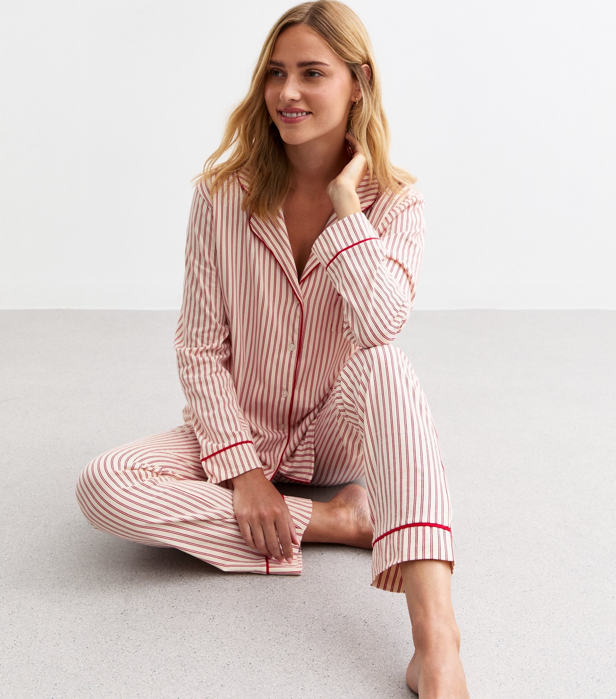 Women's White Striped Pyjama Set New Look