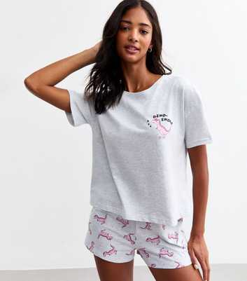 Light Grey Cotton Dino Snore Pyjama Set