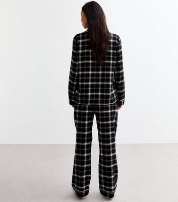 Black Checked Revere Trouser Pyjama Set New Look