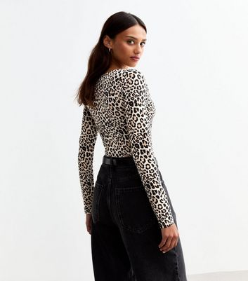 Brown Leopard Print V-Neck Bodysuit New Look