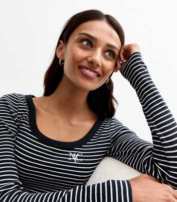 Black Striped NYC Scoop Neck Long Sleeved Top