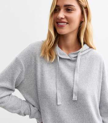 Grey Ribbed Hoodie 