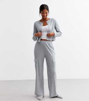 Grey Waffle Rib Cargo Pyjama Joggers