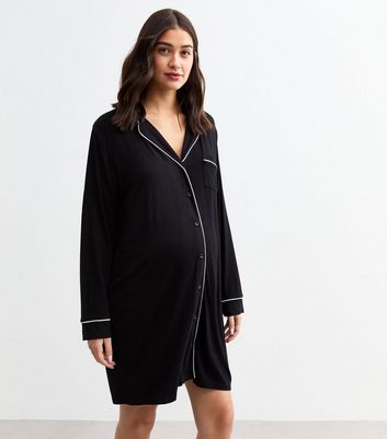 Maternity Black Shirt Night Dress New Look