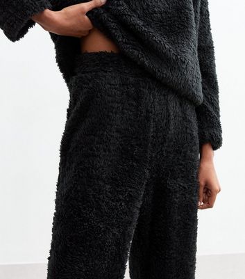 Tall Black Fluffy Long Pyjama Set New Look