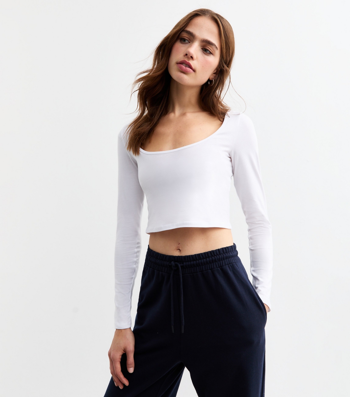 Women's White Scoop Neck Jersey Crop Top New Look