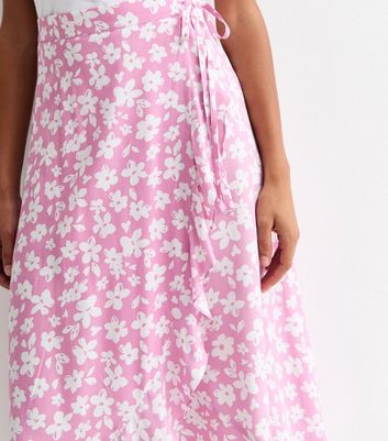 Sunshine Soul Pink Floral Print Wrap Midi Skirt | New Look