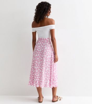 Sunshine Soul Pink Floral Print Wrap Midi Skirt | New Look
