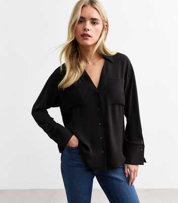 Petite Black Long Sleeve Shirt