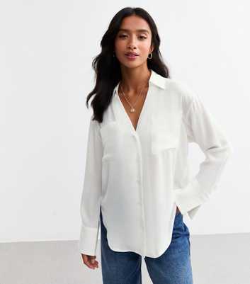 Petite White Long Sleeve Shirt