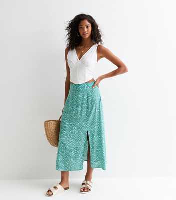 Sunshine Soul Green Animal Print Midi Skirt 