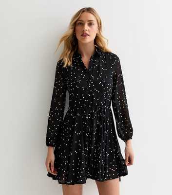 Sunshine Soul Black Polka-Dot Shirt Dress