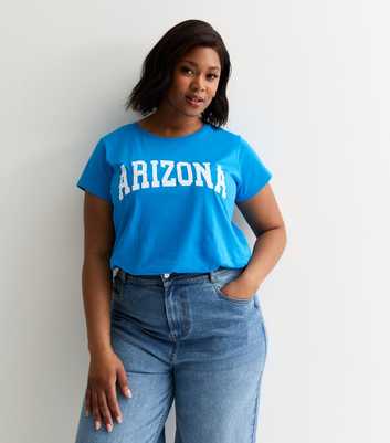 Curves Bright Blue Arizona Print Cotton T-Shirt