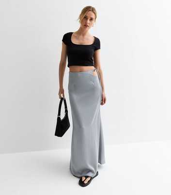 Gini London Silver Satin Maxi Skirt