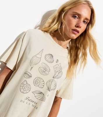 Off White Seashell Oversized Cotton T-Shirt 