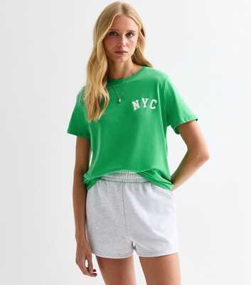 Green Cotton NYC-Print T-Shirt