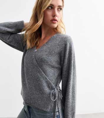 Grey Knit Wrap Jumper