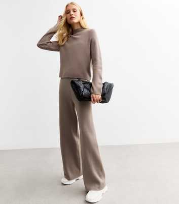 Mink Wide Leg Knitted Trousers