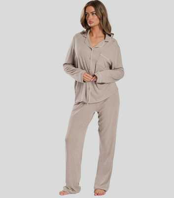 Loungeable Cream Piped Pyjama Set