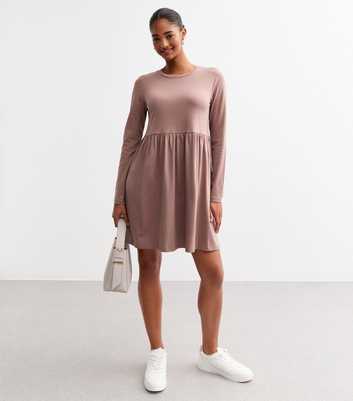 Mink Long Sleeve Smock Mini Dress