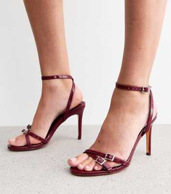 Public Desire Plum Patent Stiletto Sandals