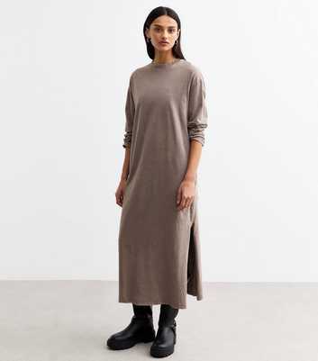 Brown Acid T-Shirt Long Sleeve Midi Dress