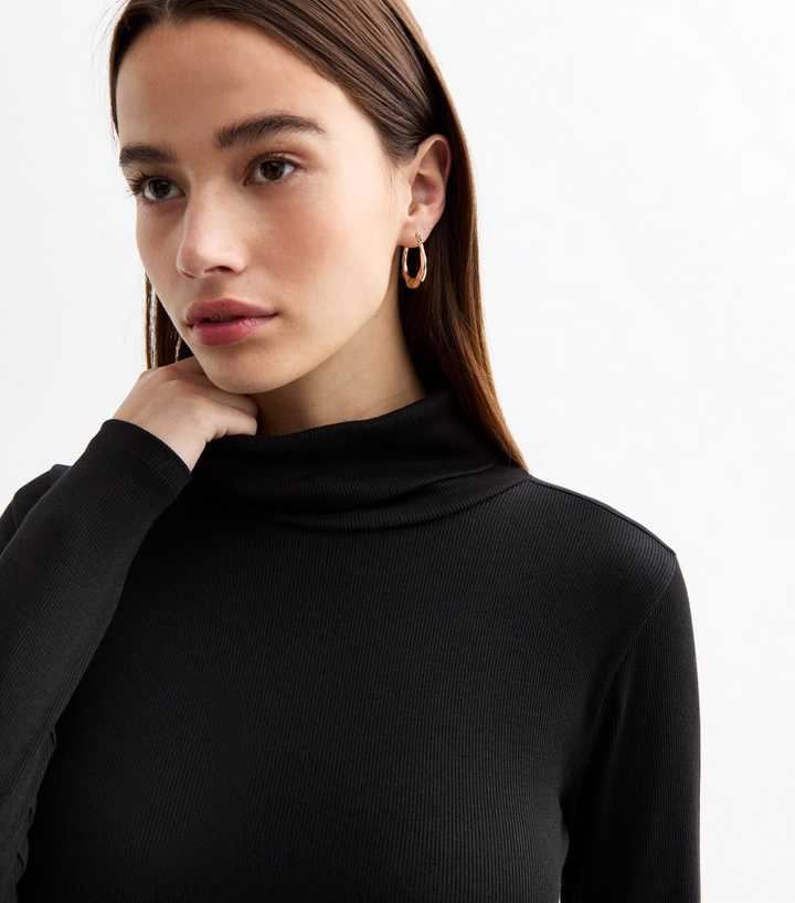 jumbo rib roll neck midi dress Buy Boohoo Jumbo Rib Roll Neck Midi Smock Dress In Black