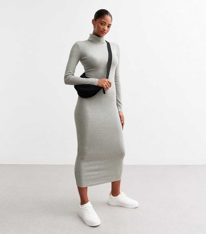 knee length dresses for ladies Long Sleeve Square Neck Fit & Flare Midi Dress main image 0