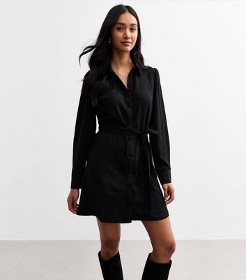 Timeless Shirt Mini Dress Blk