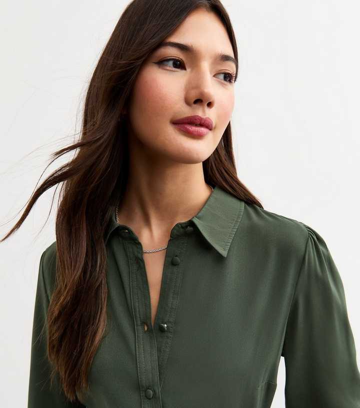 new look green shirt dress Shirt Dress Silk New