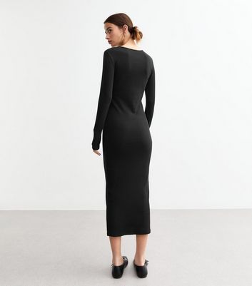 Black Crew Neck Bodycon Midi Dress New Look