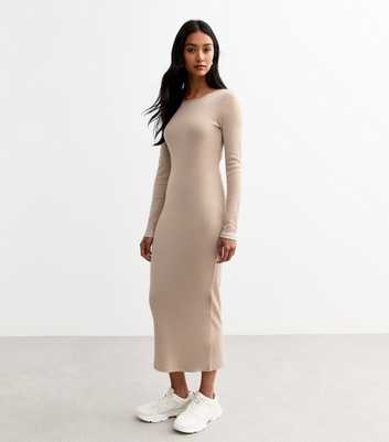 Mink Crew Neck Bodycon Midi Dress