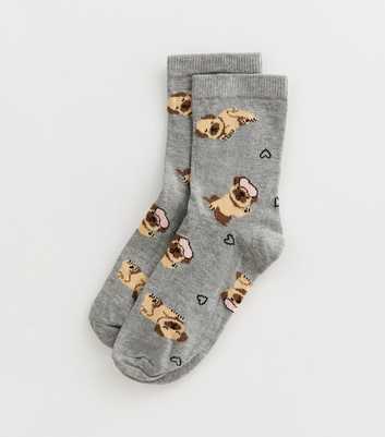 Grey Sleeping Pug Socks