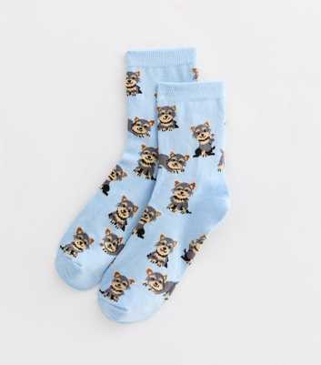 Blue Dog-Patterned Socks 