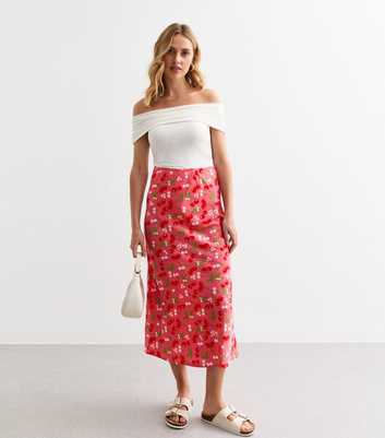 Pink Cherry Bias Cut Midi Skirt 