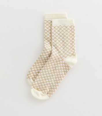 Cream Glitter Diamond Socks 