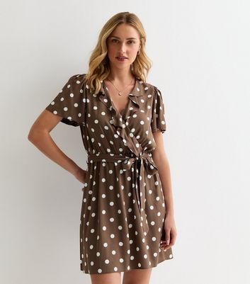 New look polka dot wrap dress on sale