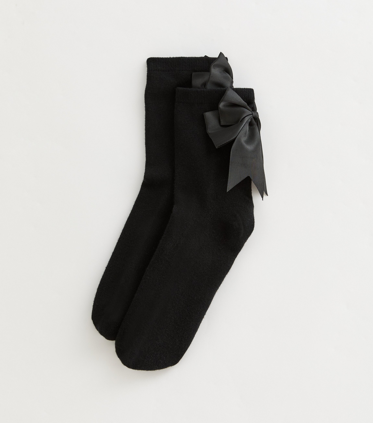 Black Satin Bow Socks New Look