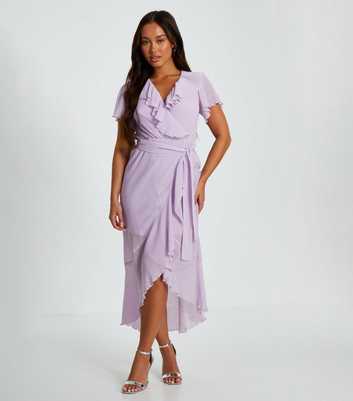 QUIZ Petite Lilac Frill Belted Maxi Dress