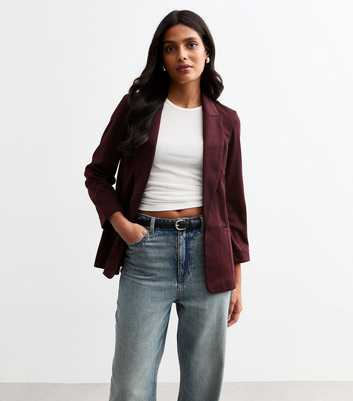 Burgundy Ponte Open Front Chuck On Blazer